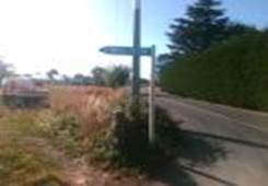 A street sign on a pole

Description automatically generated