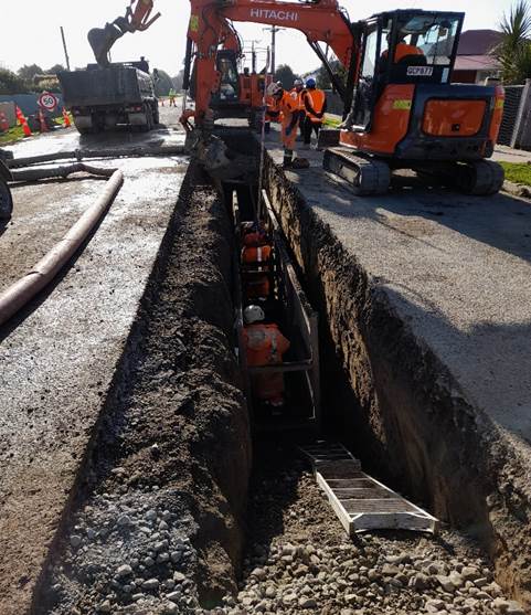 A construction site with a hole in the ground

Description automatically generated