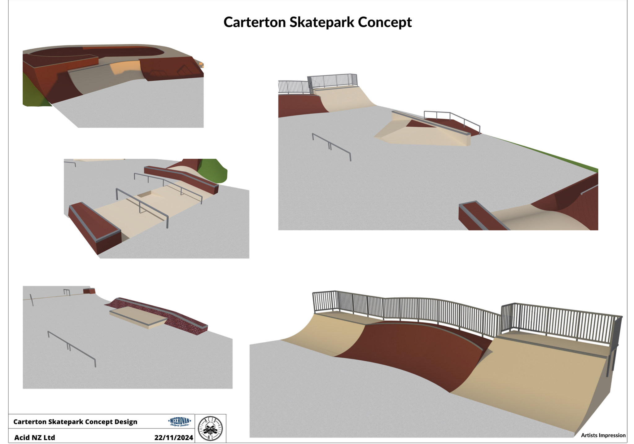 A collage of different types of skate park

Description automatically generated