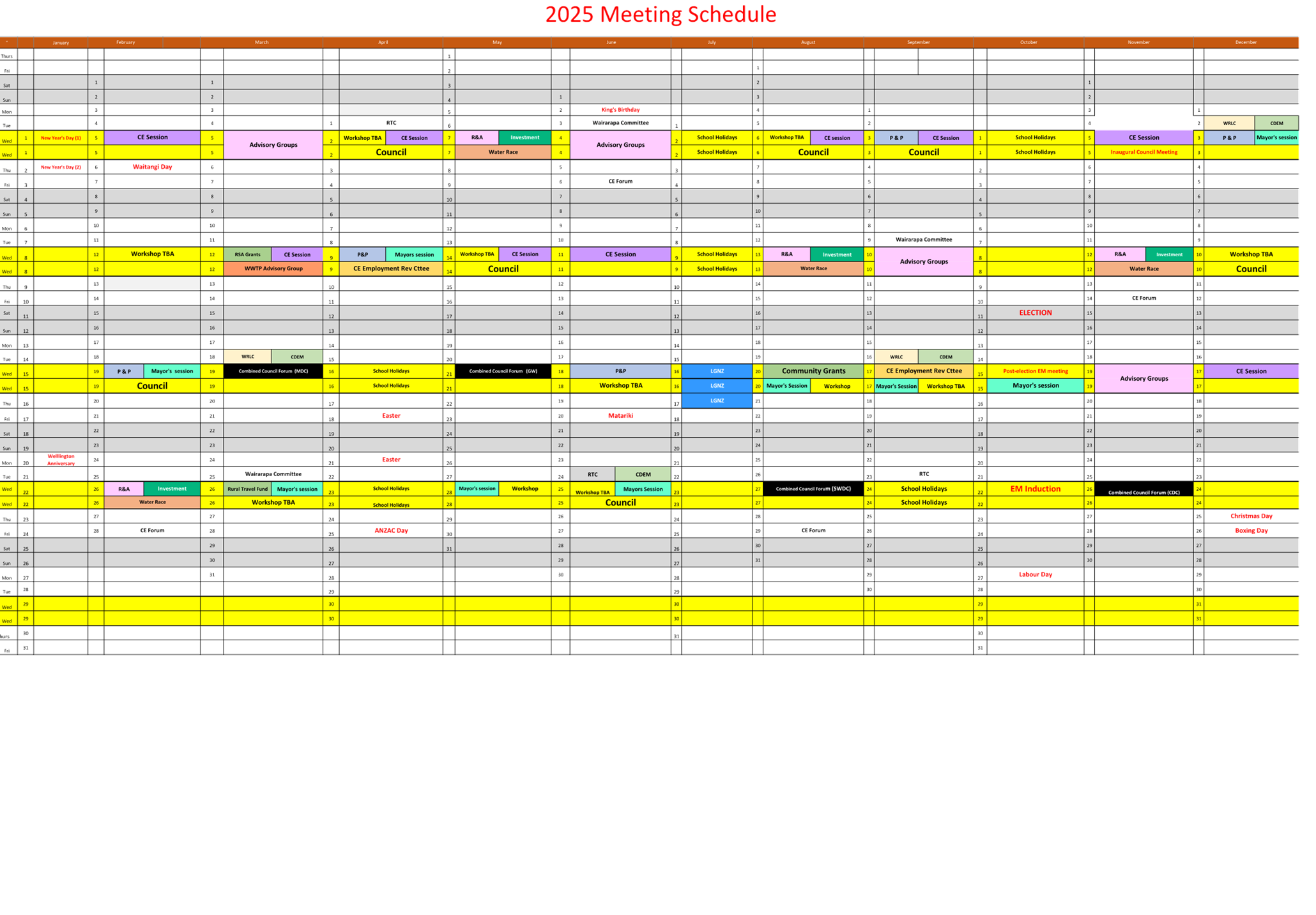 A calendar with many different colored lines

Description automatically generated with medium confidence
